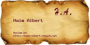 Haim Albert névjegykártya